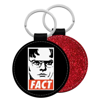 Dunder Mifflin FACT, Μπρελόκ Δερματίνη, στρογγυλό ΚΟΚΚΙΝΟ (5cm)