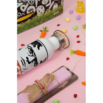 Dunder Mifflin FACT, Πασχαλινή Λαμπάδα με παγούρι μεταλλικό (620ml, stainless steel) & κερί αρωματικό πλακέ (30cm) (ΡΟΖ)