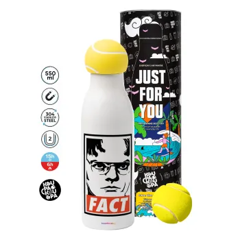 Dunder Mifflin FACT, Μπάλα τένις μεταλλικό παγούρι θερμός, διπλού τοιχώματος, 550ml