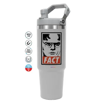 Dunder Mifflin FACT, GREY color, 890ml (30oz) stainless Steel Tumbler with Handle