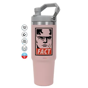 Dunder Mifflin FACT, ΡΟΖ χρώματος Θερμός Ανοξείδωτο 890ml (30oz) με χερούλι