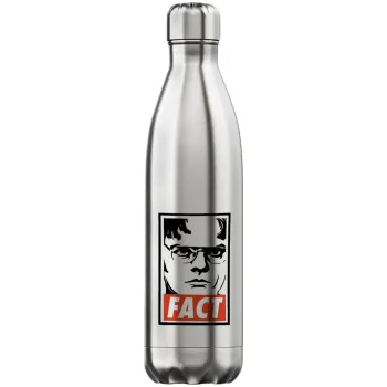 Dunder Mifflin FACT, Μεταλλικό παγούρι θερμός Inox (Stainless steel), διπλού τοιχώματος, 750ml