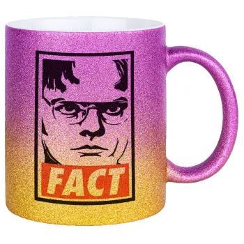 Dunder Mifflin FACT, Κούπα Χρυσή/Ροζ Glitter, κεραμική, 330ml