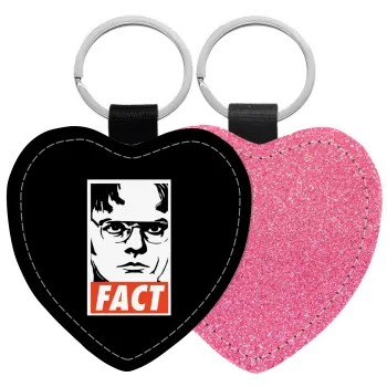 Dunder Mifflin FACT, Μπρελόκ PU δερμάτινο glitter καρδιά ΡΟΖ