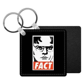 Dunder Mifflin FACT, Μπρελόκ Δερματίνη, τετράγωνο ΜΑΥΡΟ (5x5cm)
