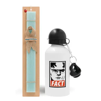 Dunder Mifflin FACT, Easter Set, metallic aluminum water bottle (500ml) & scented flat candle (30cm) (TURQUOISE)