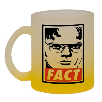 Dunder Mifflin FACT, Κούπα γυάλινη δίχρωμη με βάση το κίτρινο ματ, 330ml
