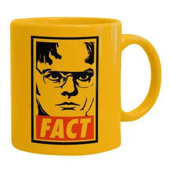 Dunder Mifflin FACT, Κούπα, κεραμική κίτρινη, 330ml