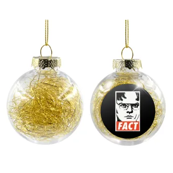 Dunder Mifflin FACT, Transparent Christmas tree ball ornament with gold filling 8cm