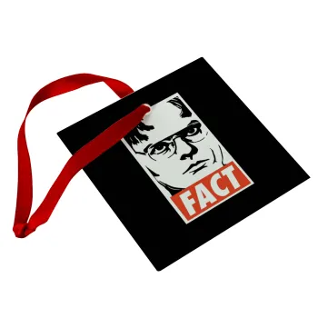Dunder Mifflin FACT, Christmas ornament, glass square ornament 9x9cm