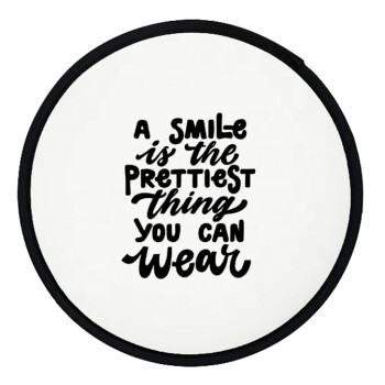 A smile is the prettiest thing you can wear, Βεντάλια υφασμάτινη αναδιπλούμενη με θήκη (20cm)