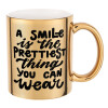 A smile is the prettiest thing you can wear, Κούπα χρυσή καθρέπτης, 330ml