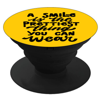 A smile is the prettiest thing you can wear, Phone Holders Stand  Black Hand-held Mobile Phone Holder