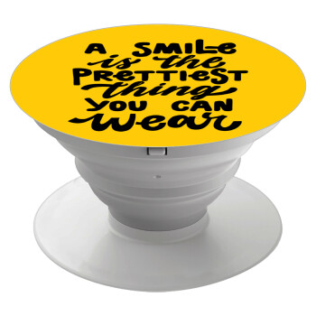 A smile is the prettiest thing you can wear, Phone Holders Stand  White Hand-held Mobile Phone Holder
