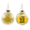 Transparent Christmas tree ball ornament with gold filling 8cm