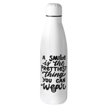 A smile is the prettiest thing you can wear, Μεταλλικό παγούρι Stainless steel, 700ml