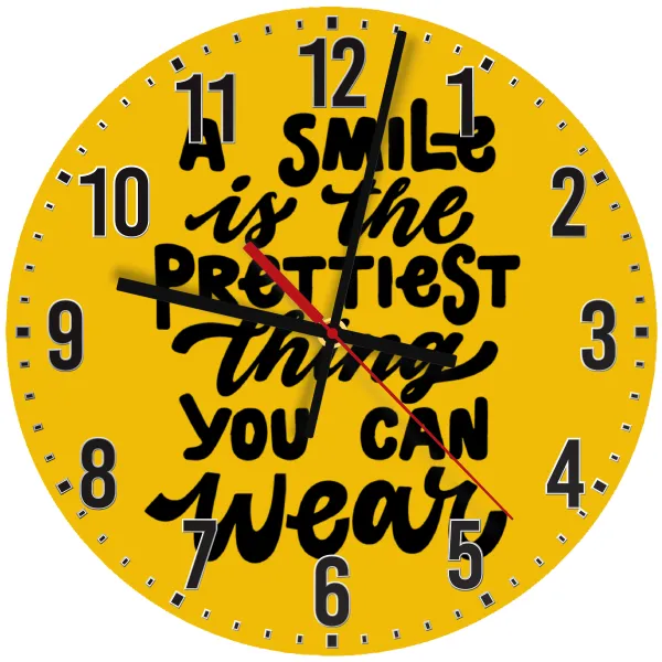 A smile is the prettiest thing you can wear — Ρολόι τοίχου ξύλινο 30cm