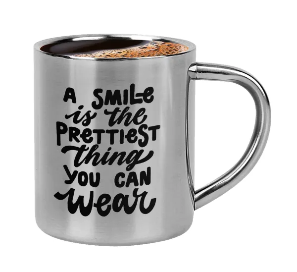 A smile is the prettiest thing you can wear — Κουπάκι μεταλλικό διπλού τοιχώματος για espresso (220ml)