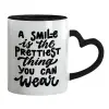 Mug heart black handle, ceramic, 330ml