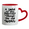 Mug heart red handle, ceramic, 330ml