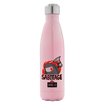 Among US Sabotage, Metal mug thermos Pink Iridiscent (Stainless steel), double wall, 500ml