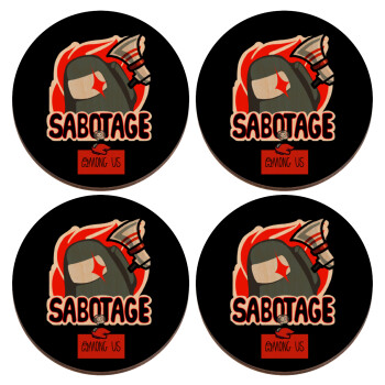 Among US Sabotage, ΣΕΤ x4 Σουβέρ ξύλινα στρογγυλά plywood (9cm)