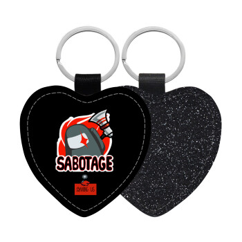 Among US Sabotage, Μπρελόκ PU δερμάτινο glitter καρδιά ΜΑΥΡΟ