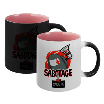 Among US Sabotage, Κούπα Μαγική εσωτερικό ΡΟΖ, κεραμική 330ml που αλλάζει χρώμα με το ζεστό ρόφημα