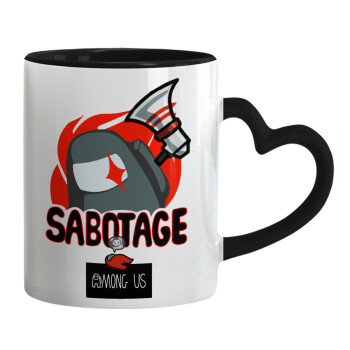 Among US Sabotage, Mug heart black handle, ceramic, 330ml