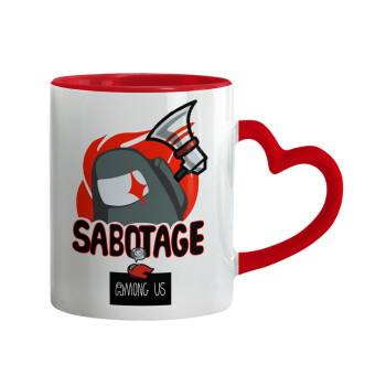 Among US Sabotage, Mug heart red handle, ceramic, 330ml
