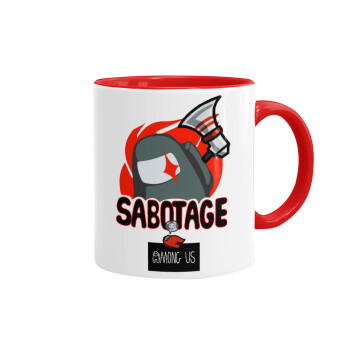 Among US Sabotage, Κούπα χρωματιστή κόκκινη, κεραμική, 330ml