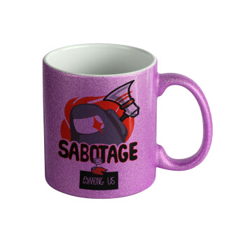 Among US Sabotage, Κούπα Μωβ Glitter που γυαλίζει, κεραμική, 330ml