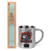 Easter Set, metallic thermal cup (300ml) & aromatic flat Easter candle (30cm) (TURQUOISE)