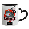 Mug heart black handle, ceramic, 330ml