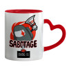 Mug heart red handle, ceramic, 330ml