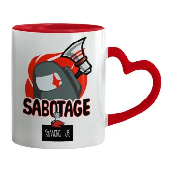 Among US Sabotage, Mug heart red handle, ceramic, 330ml