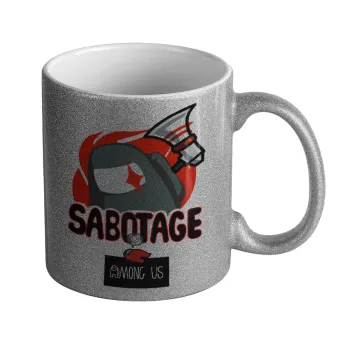 Among US Sabotage, Κούπα Ασημένια Glitter που γυαλίζει, κεραμική, 330ml