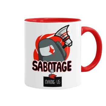 Among US Sabotage, Κούπα χρωματιστή κόκκινη, κεραμική, 330ml