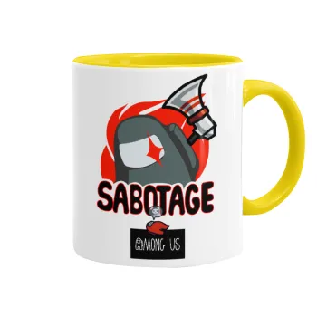 Among US Sabotage, Κούπα χρωματιστή κίτρινη, κεραμική, 330ml