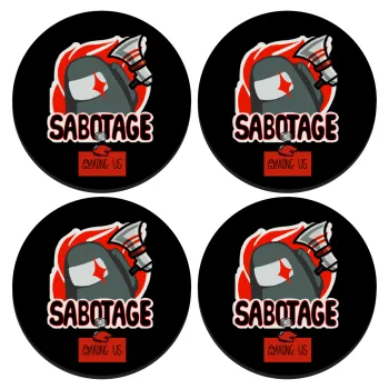 Among US Sabotage, SET of 4 round wooden coasters (9cm)