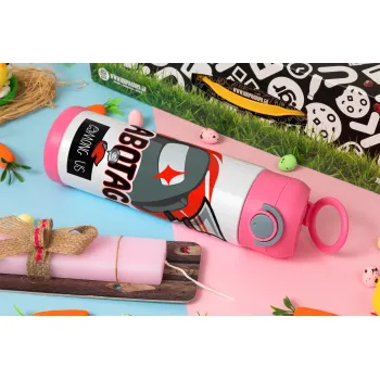 Among US Sabotage, Easter candle, Childrens hot water bottle, stainless steel, with safety straw, PINK (500ml)