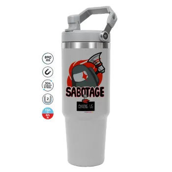Among US Sabotage, ΓΚΡΙ χρώματος Θερμός Ανοξείδωτο 890ml (30oz) με χερούλι