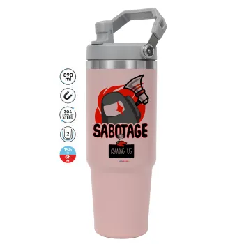 Among US Sabotage, ΡΟΖ χρώματος Θερμός Ανοξείδωτο 890ml (30oz) με χερούλι