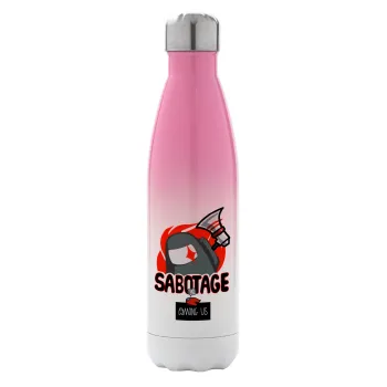 Among US Sabotage, Metal mug thermos Pink/White (Stainless steel), double wall, 500ml