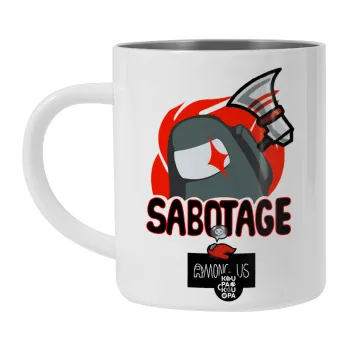 Among US Sabotage, Λευκή Ανοξείδωτη Μεταλλική Κούπα 450ml - Διπλού Τοιχώματος 