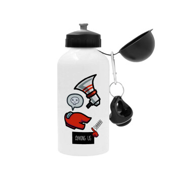 Among US Shhhh!!!, Μεταλλικό παγούρι νερού, Λευκό, αλουμινίου 500ml