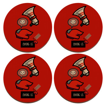 Among US Shhhh!!!, ΣΕΤ x4 Σουβέρ ξύλινα στρογγυλά plywood (9cm)