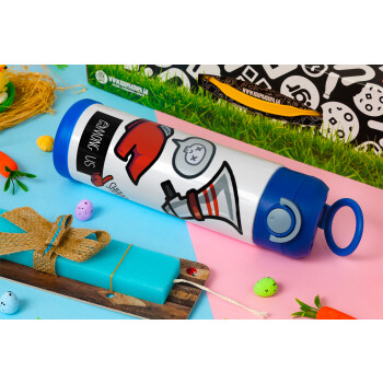 Among US Shhhh!!!, Easter candle, Childrens hot water bottle, stainless steel, with safety straw, BLUE (500ml)