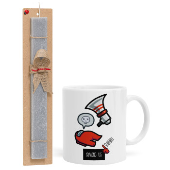Among US Shhhh!!!, Easter Set, Ceramic Cup (330ml) & Easter aromatic flat candle (30cm) (GRAY)