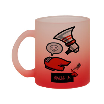 Among US Shhhh!!!, Κούπα γυάλινη δίχρωμη με βάση το κόκκινο ματ, 330ml